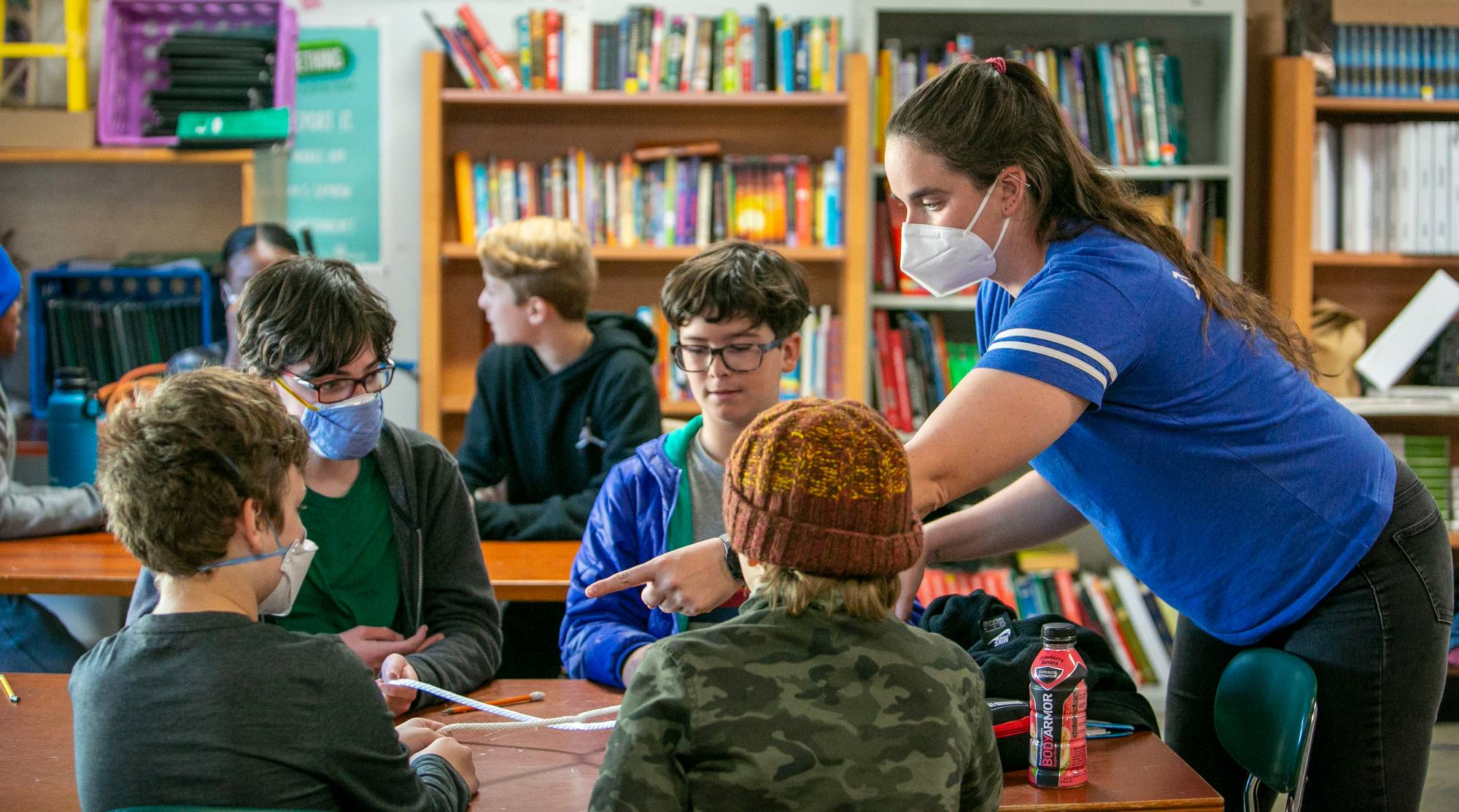 Maggie Regan leading a math circle at Central Park School for Children in Durham, NC